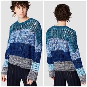 Derek Lam 10 Crosby Striped Heavyweight Crewneck Sweater Sz L